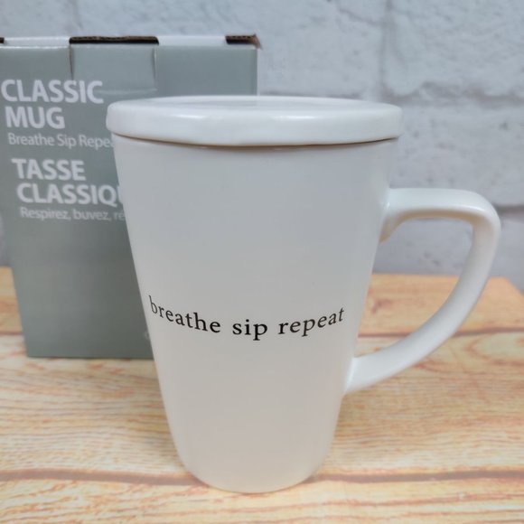 Sipology Steeped Tea Breathe Sip Repeat Coaster Covered Classic Cup Mug New - Picture 3 of 8